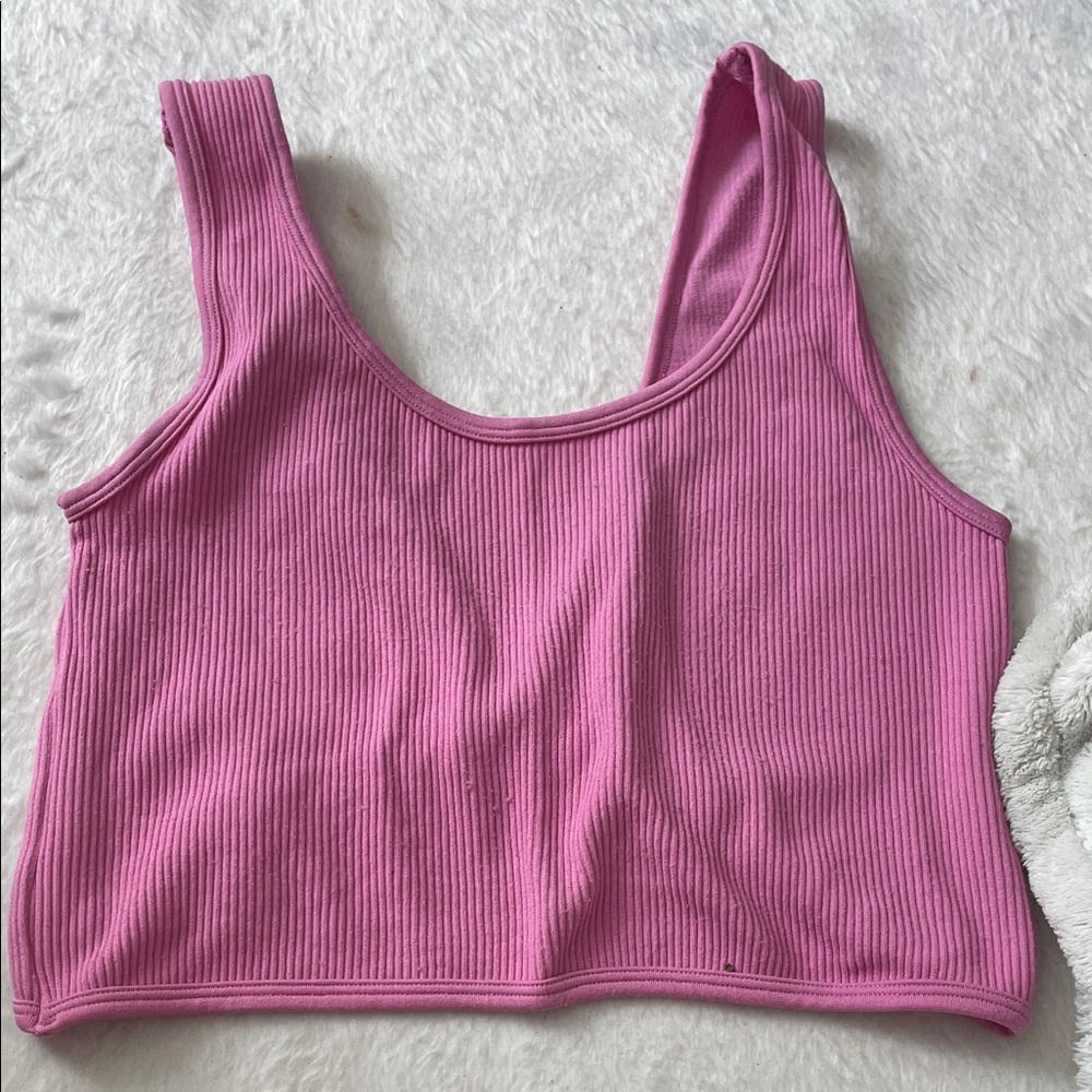 Pink Ribbed Crop Top
